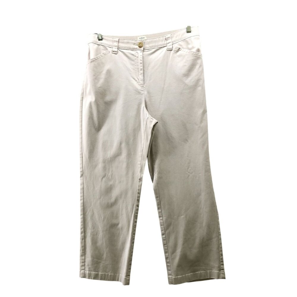 L.L. Bean Classic Fit Chino Pants Womens 16P Beige Straight Leg High Rise